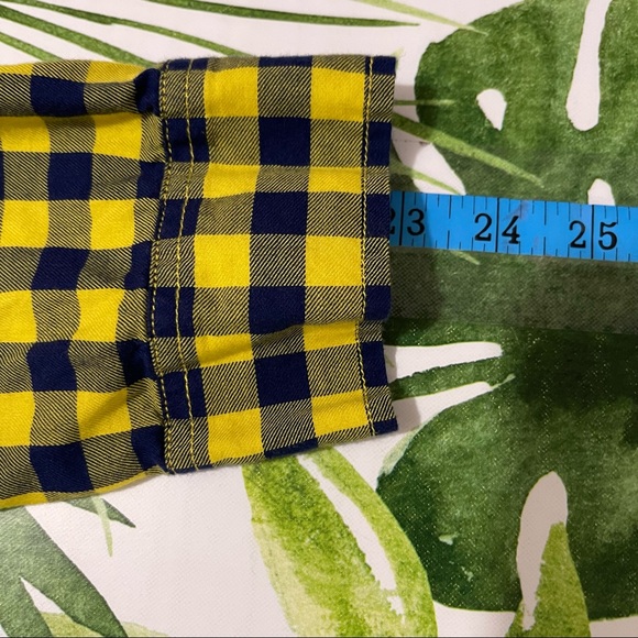 Abercrombie Kids Yellow Navy Check Collar Longsleeve ButtonDown Shirt size 13-14 - Picture 10 of 12